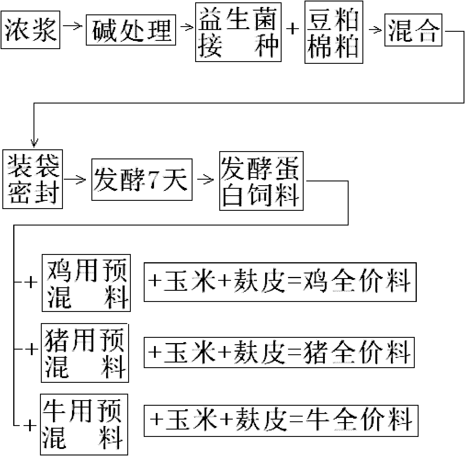 Technology for preparing fermented protein concentrated feed from dense slurry