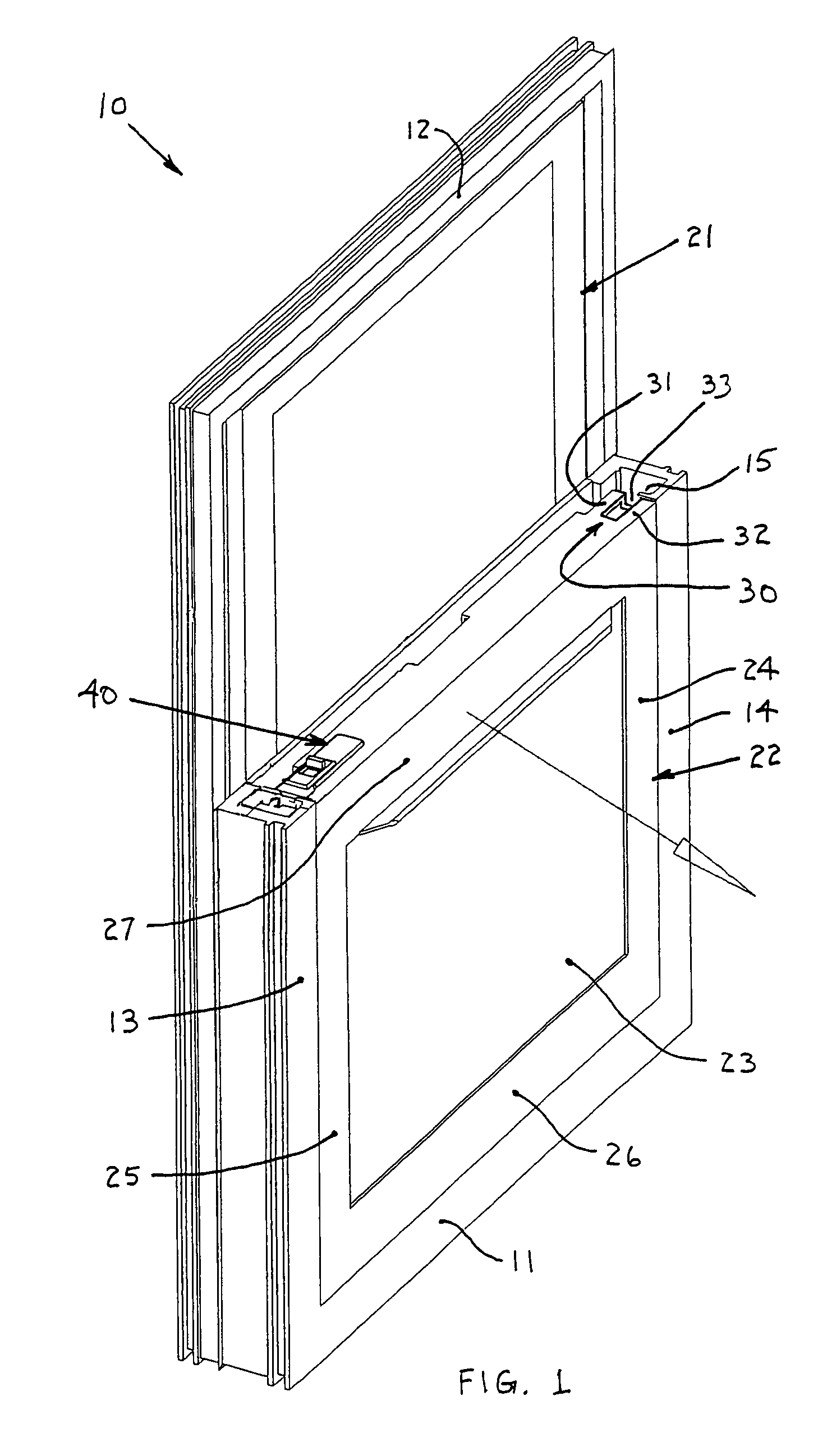 Tilt latch with cantilevered angular extension