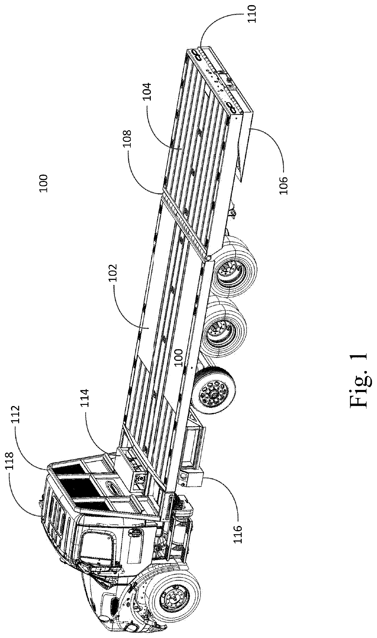 Truck load bed with hydraulic tilt/hydraulic tail that utilizes a unified hinge