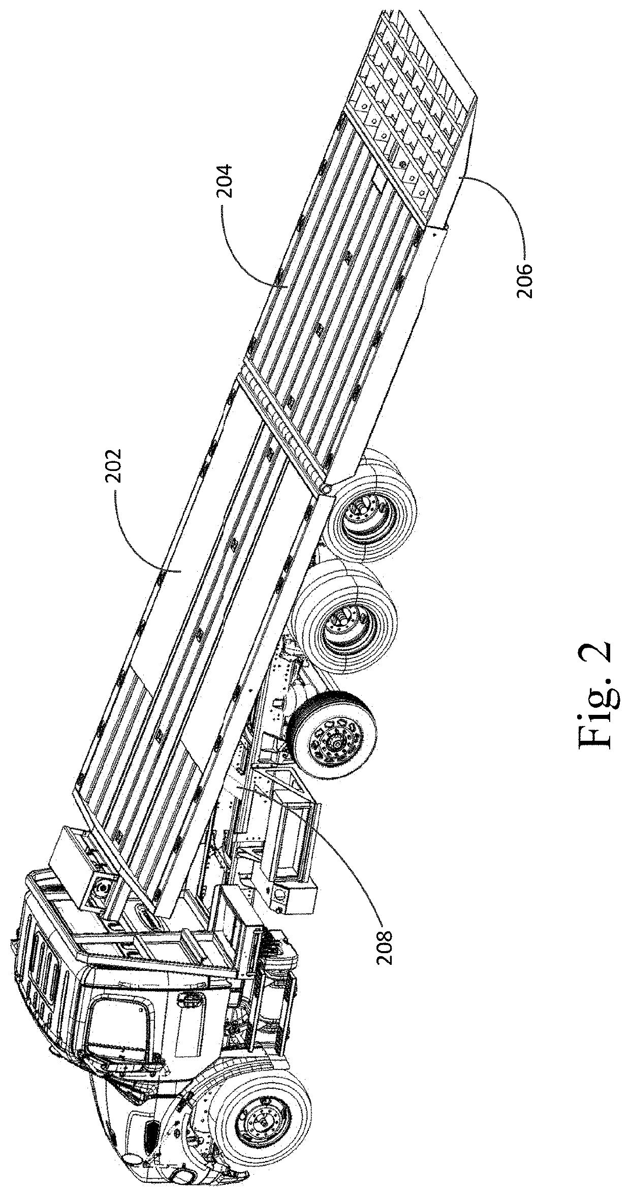 Truck load bed with hydraulic tilt/hydraulic tail that utilizes a unified hinge