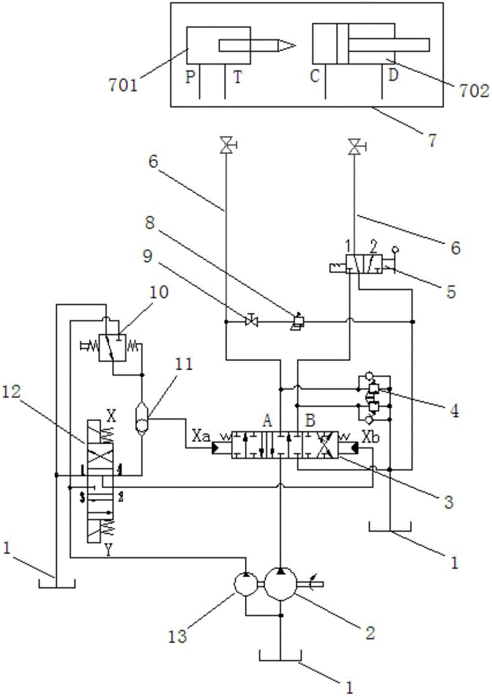 Hydraulic loop for multifunctional tool of excavator