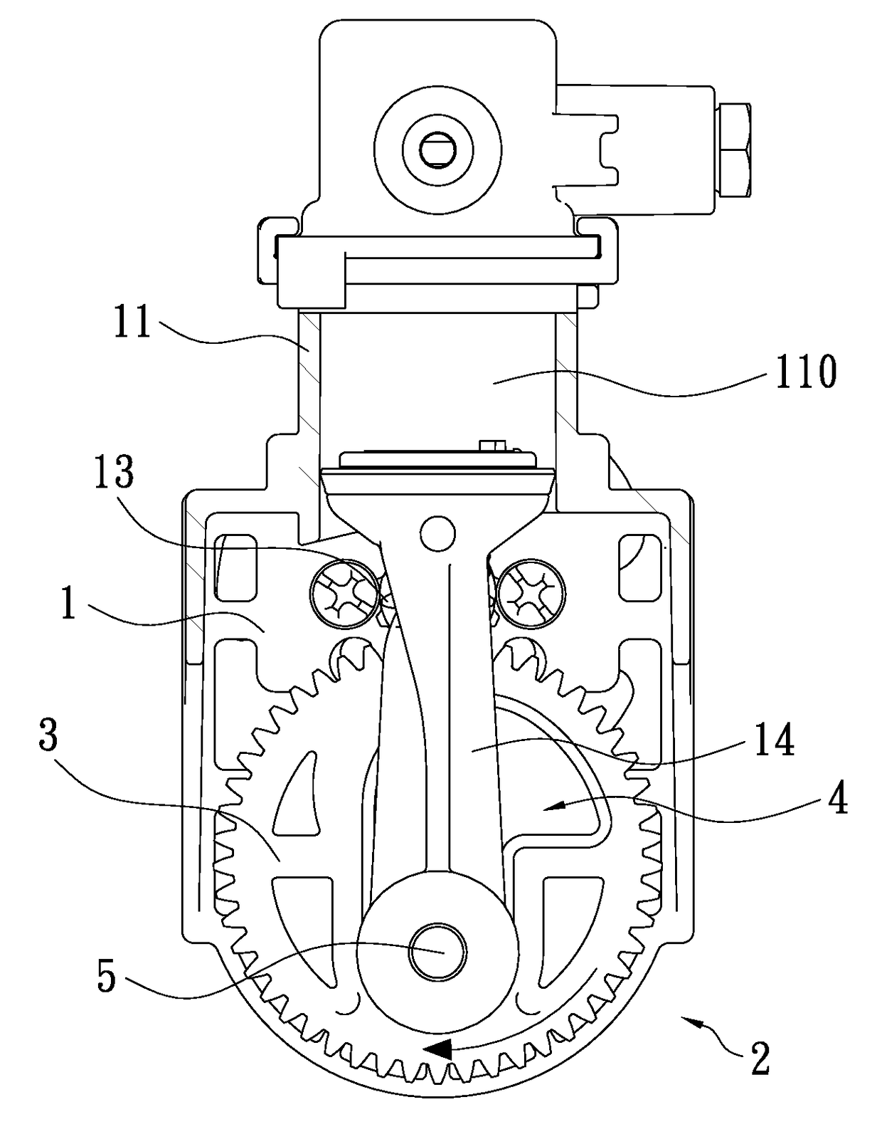 Air compressor with improved rotating device