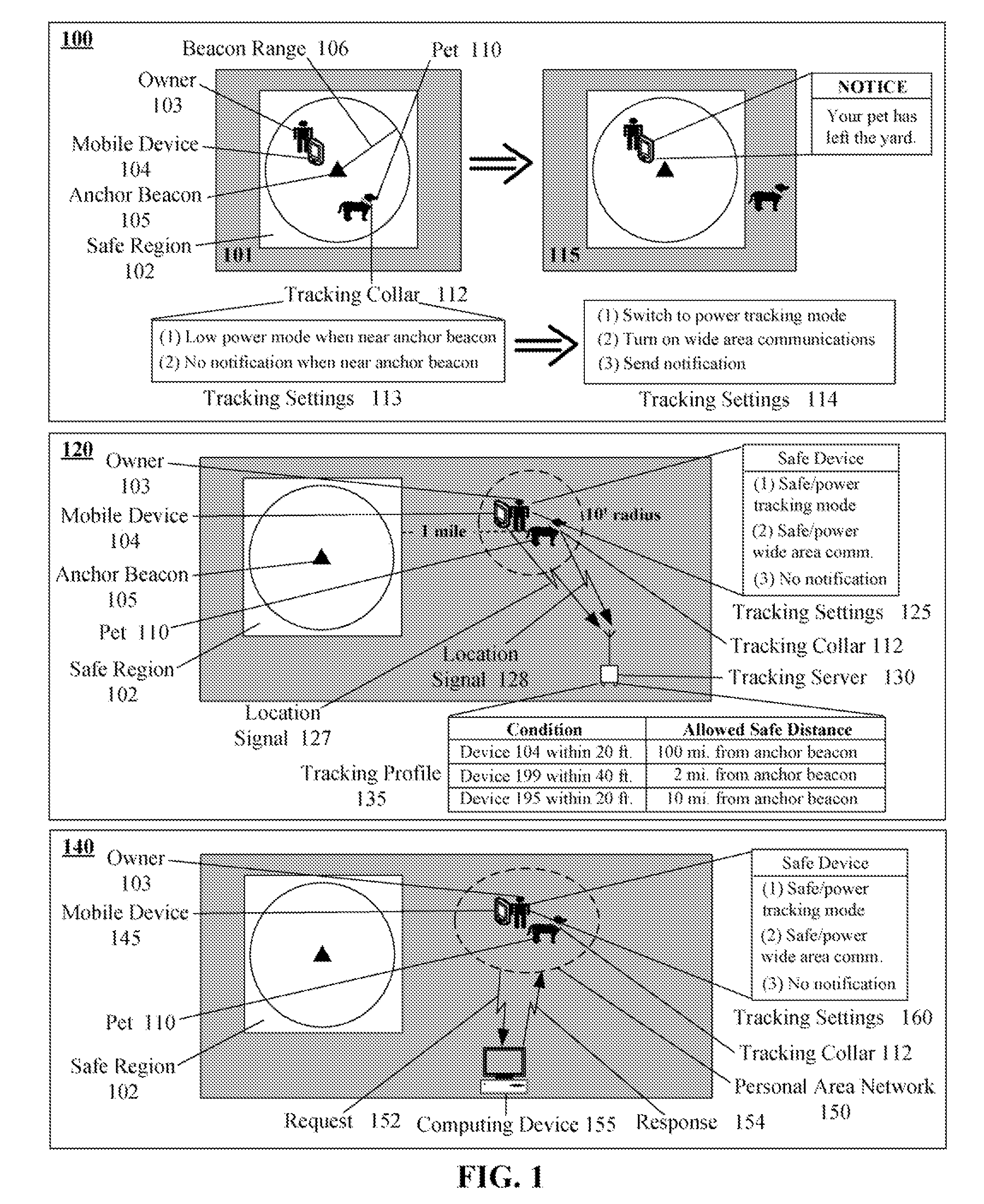 Selectively sending notifications when an object tracking device is outside a range of an anchor beacon