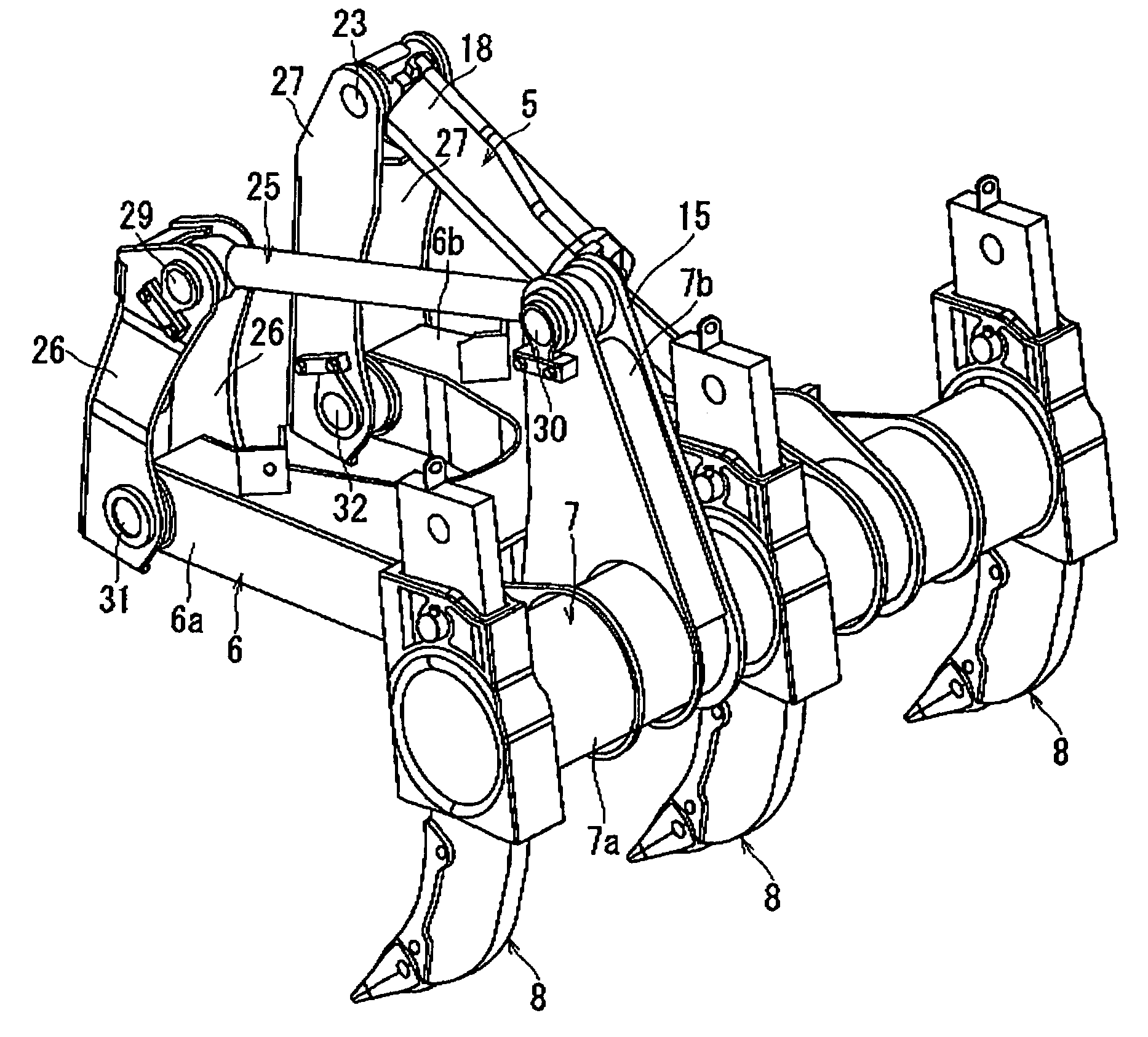 Ripping device for an earthmoving machine