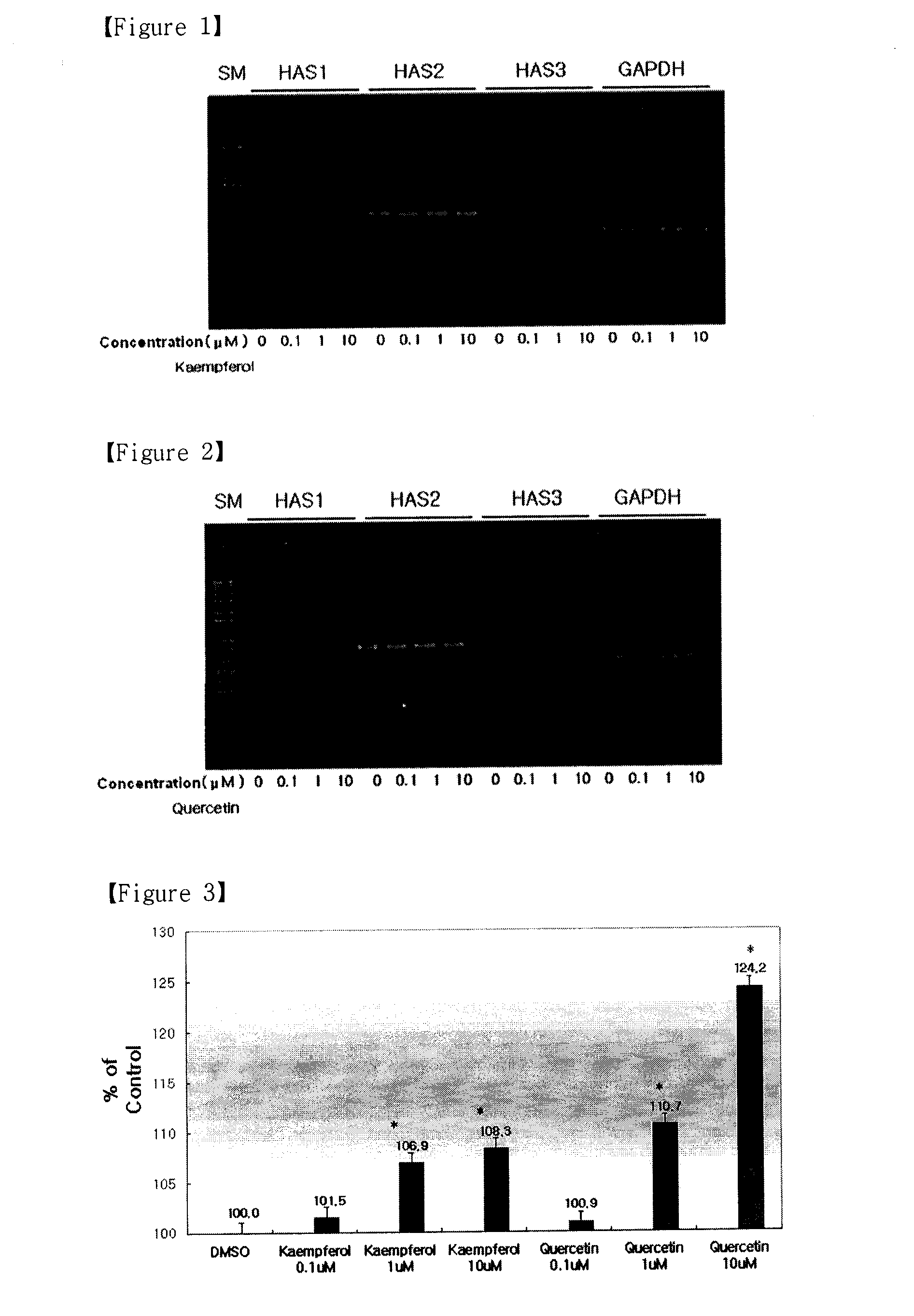 Composition for Promoting Production of Hyaluronic Acid Containing Kaempferol and Quercetin