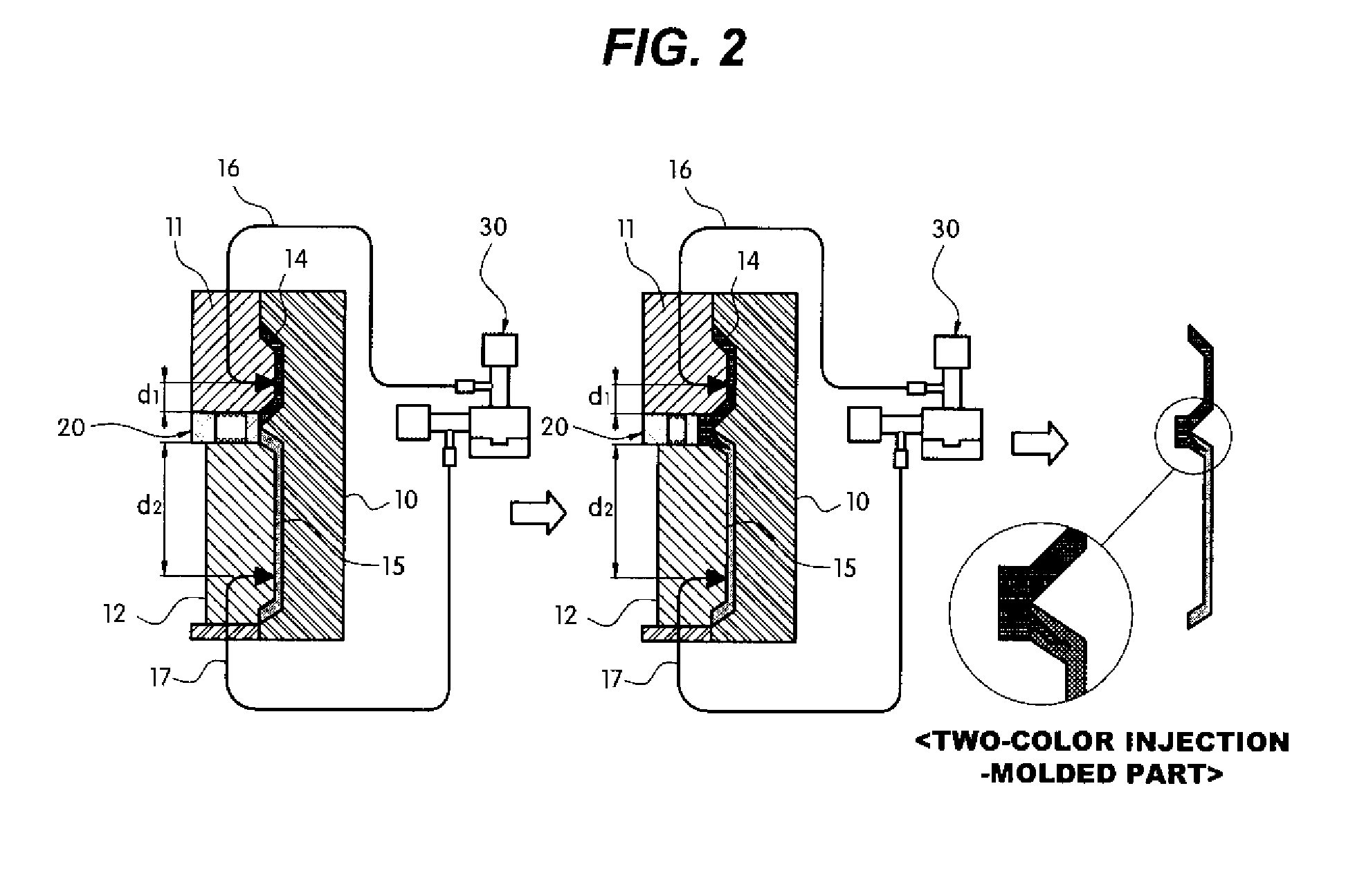 Mold and Method for Producing Two-Color Injection-Molded Parts