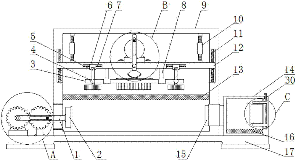 Dust sucking device for barley rice vibrating screen