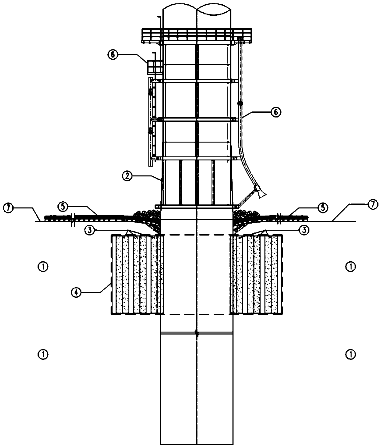 Marine single pile foundation with sand pile reinforcement foundation