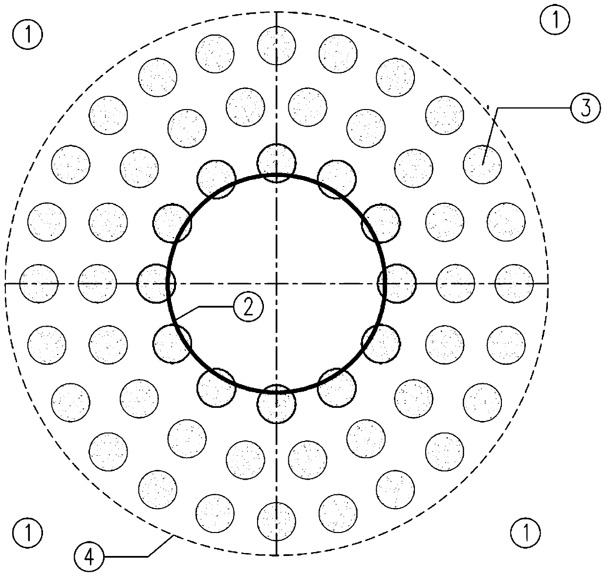 Marine single pile foundation with sand pile reinforcement foundation