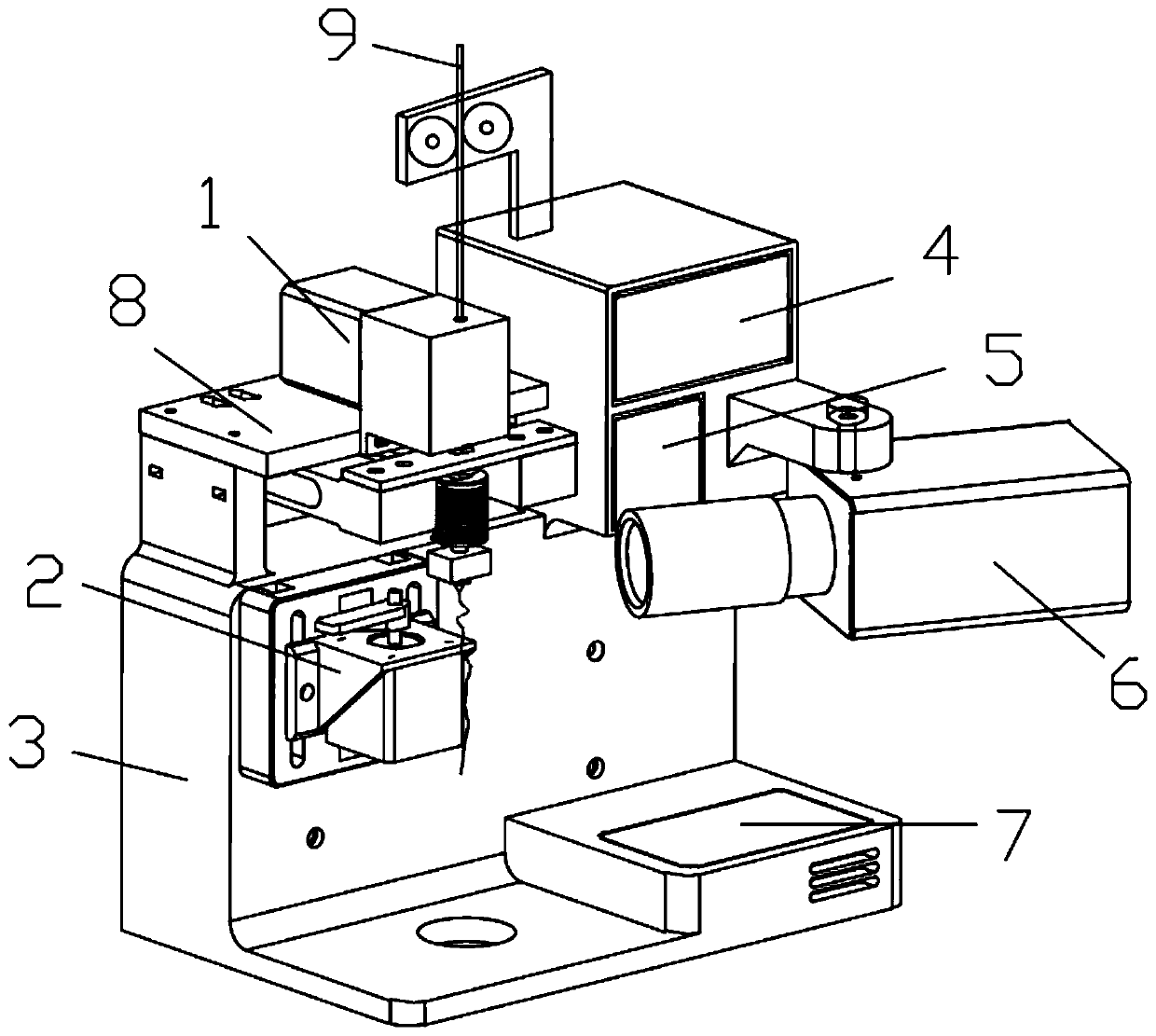 Detection device and method of spray head mechanism of 3D printer