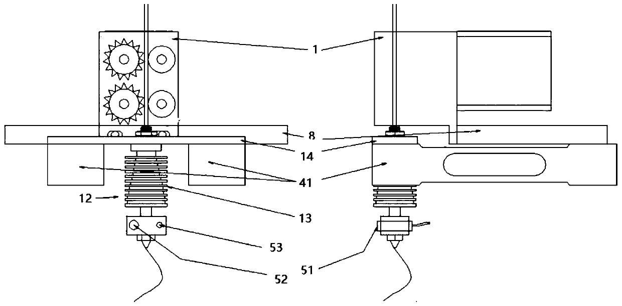 Detection device and method of spray head mechanism of 3D printer