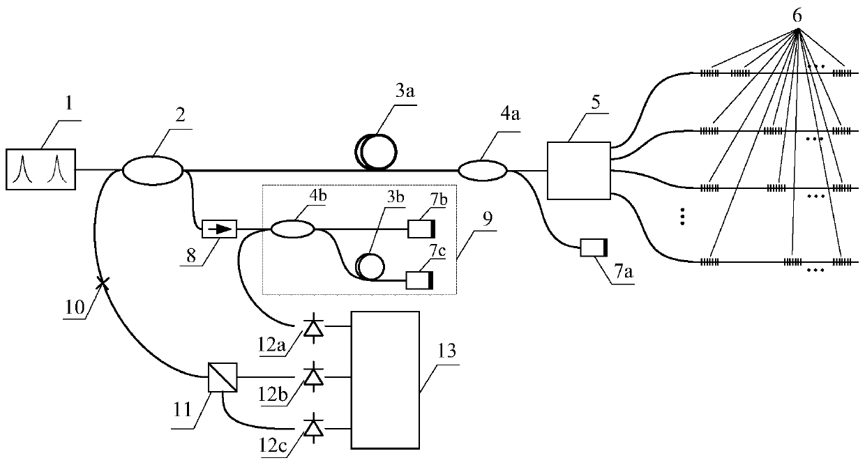 A measuring device and method for a large-scale fiber grating sensor