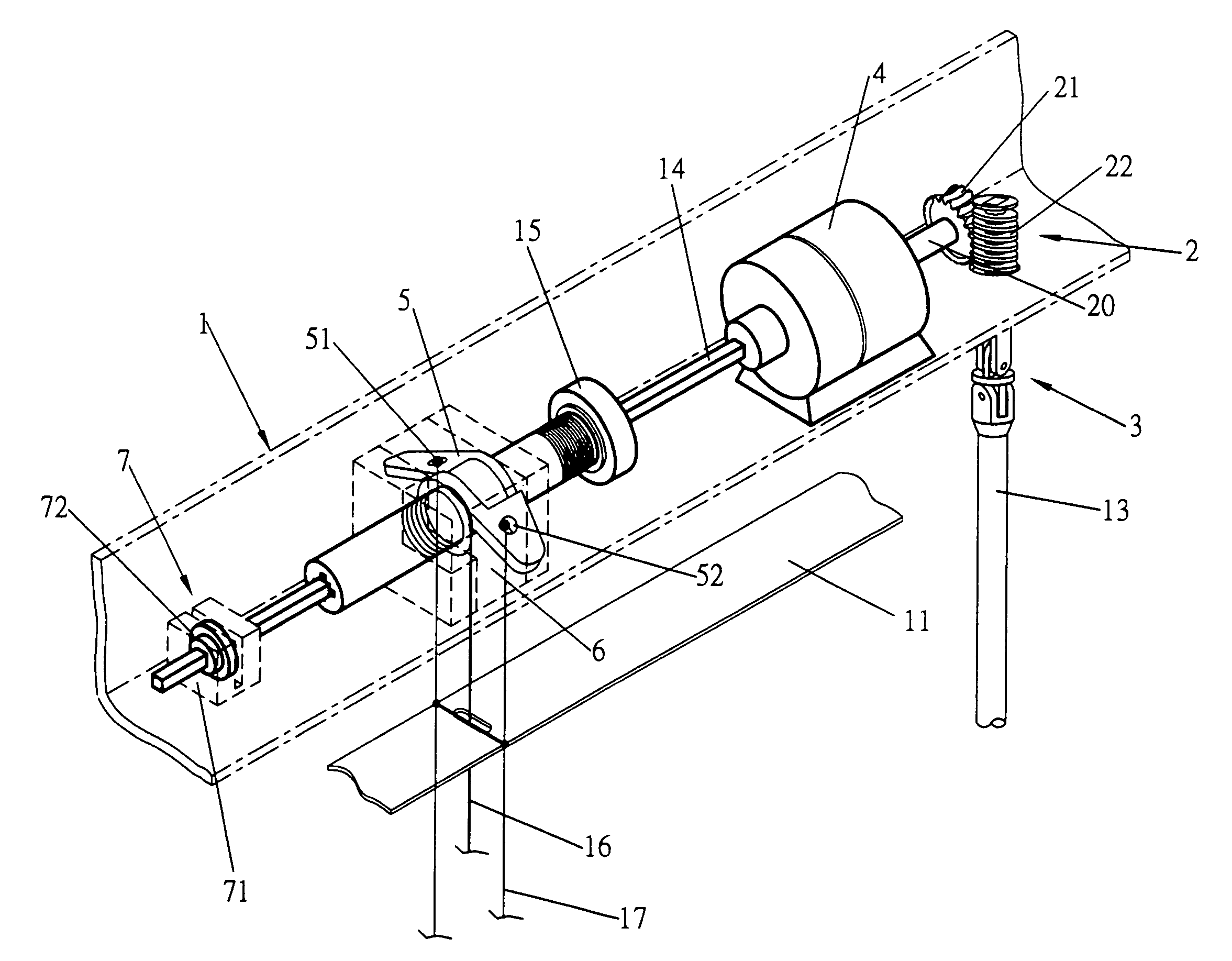 Curtain blind take-up drive mechanism with non-slip effect