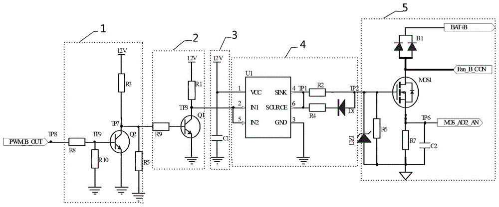 Overload protection circuit based on PWM control vehicle brush fan and protection method