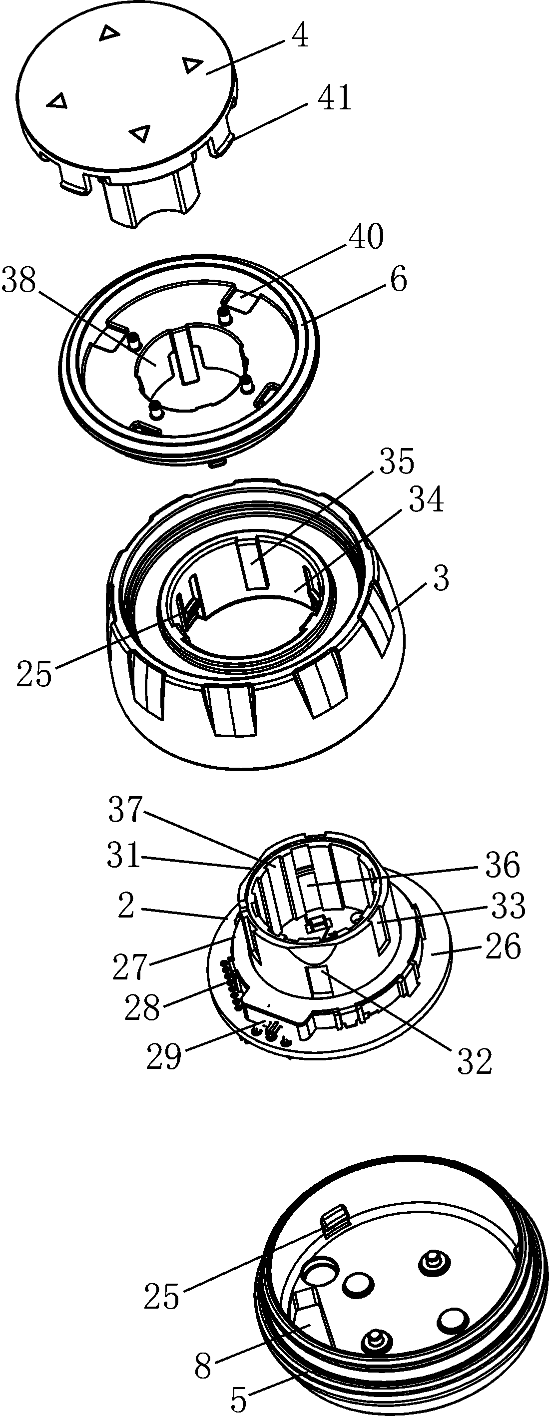 Combination structure of encoder and switch device