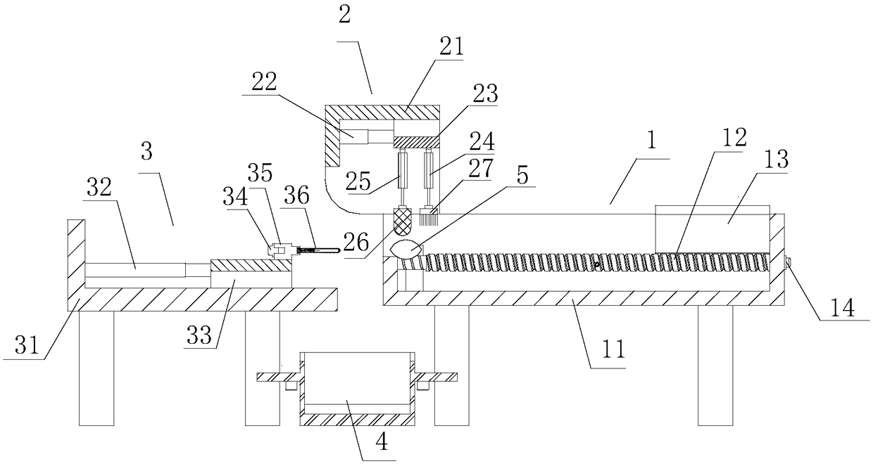 Positioning, core-removing and lotus seed-splitting device for Chinese herbal medicine lotus seeds