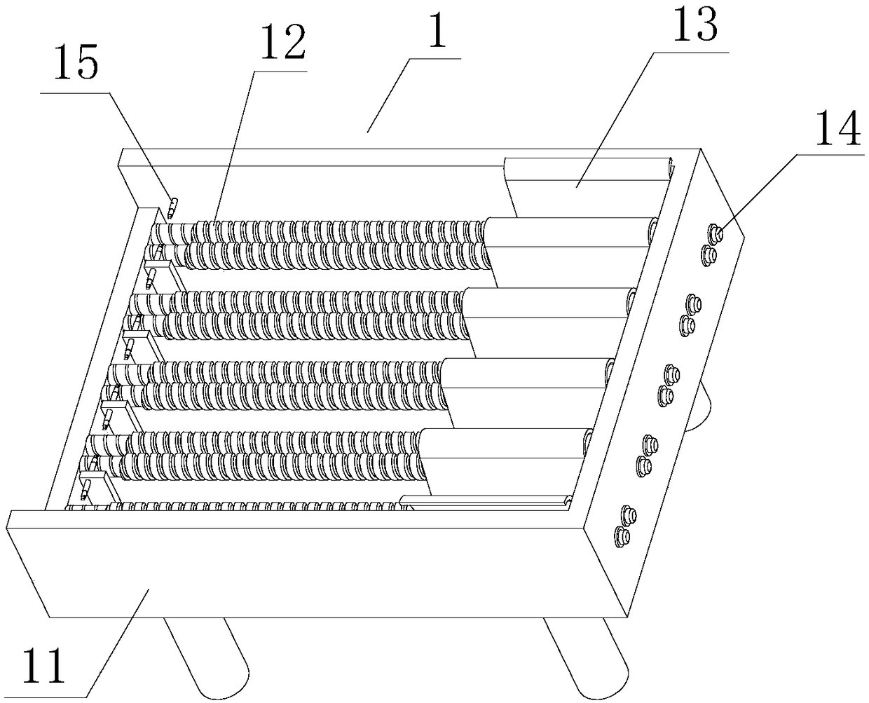 Positioning, core-removing and lotus seed-splitting device for Chinese herbal medicine lotus seeds