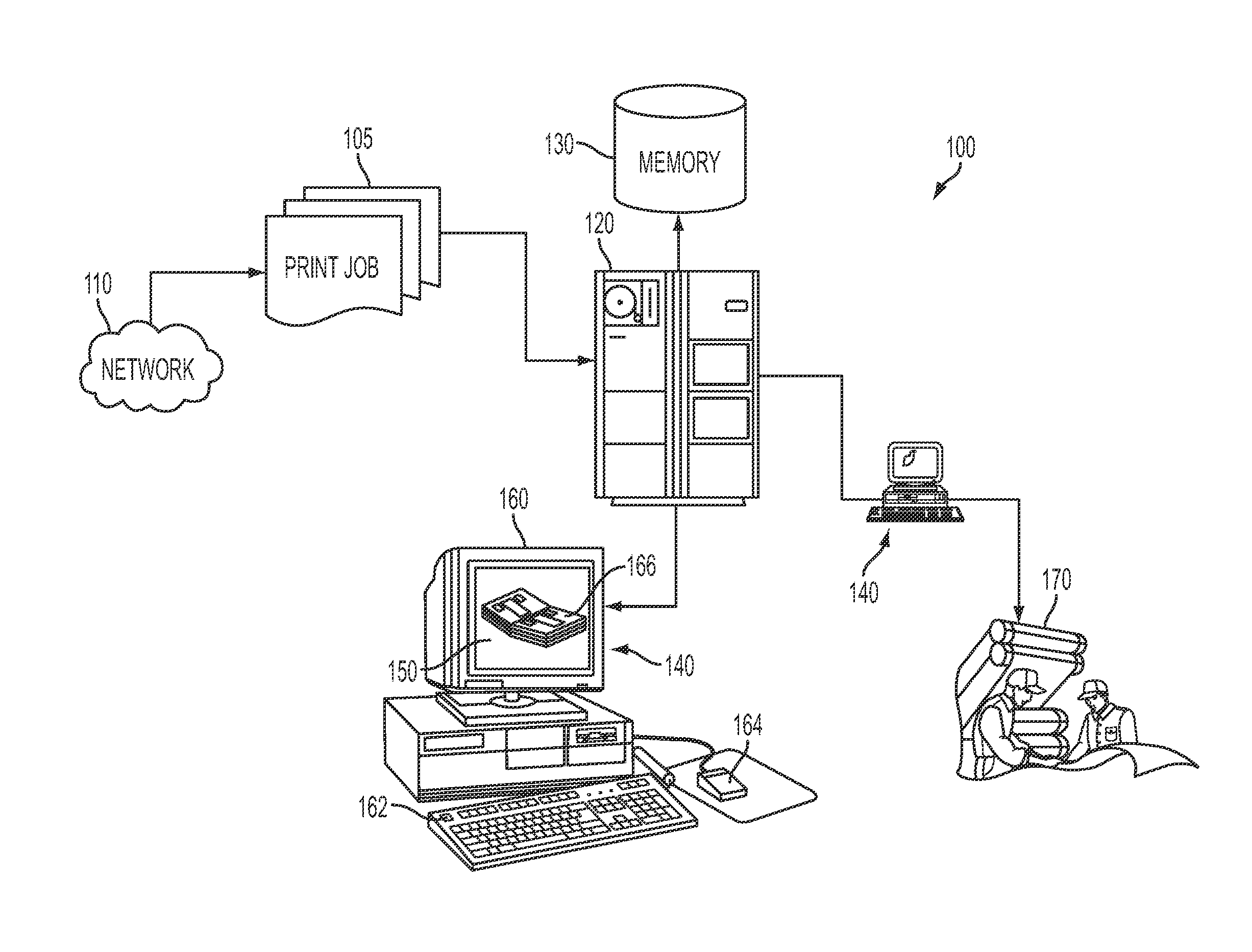 System and method employing ring-type binding elements in virtual rendering of a print production piece