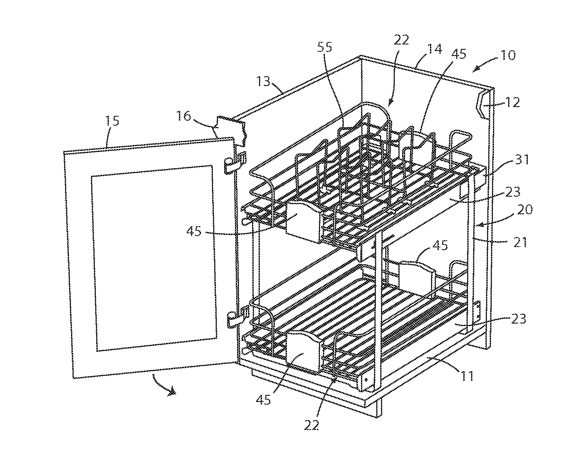 Width-adjustable storage module for cabinets