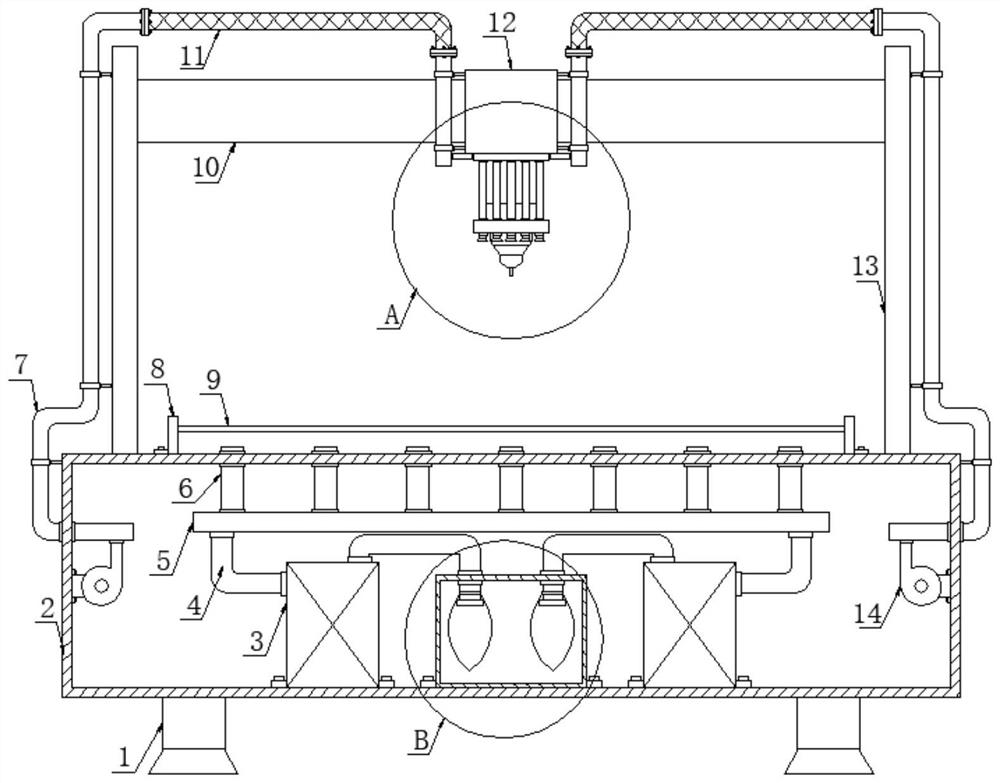 Quick-cooling type laser processing device facilitating continuous production and processing method thereof