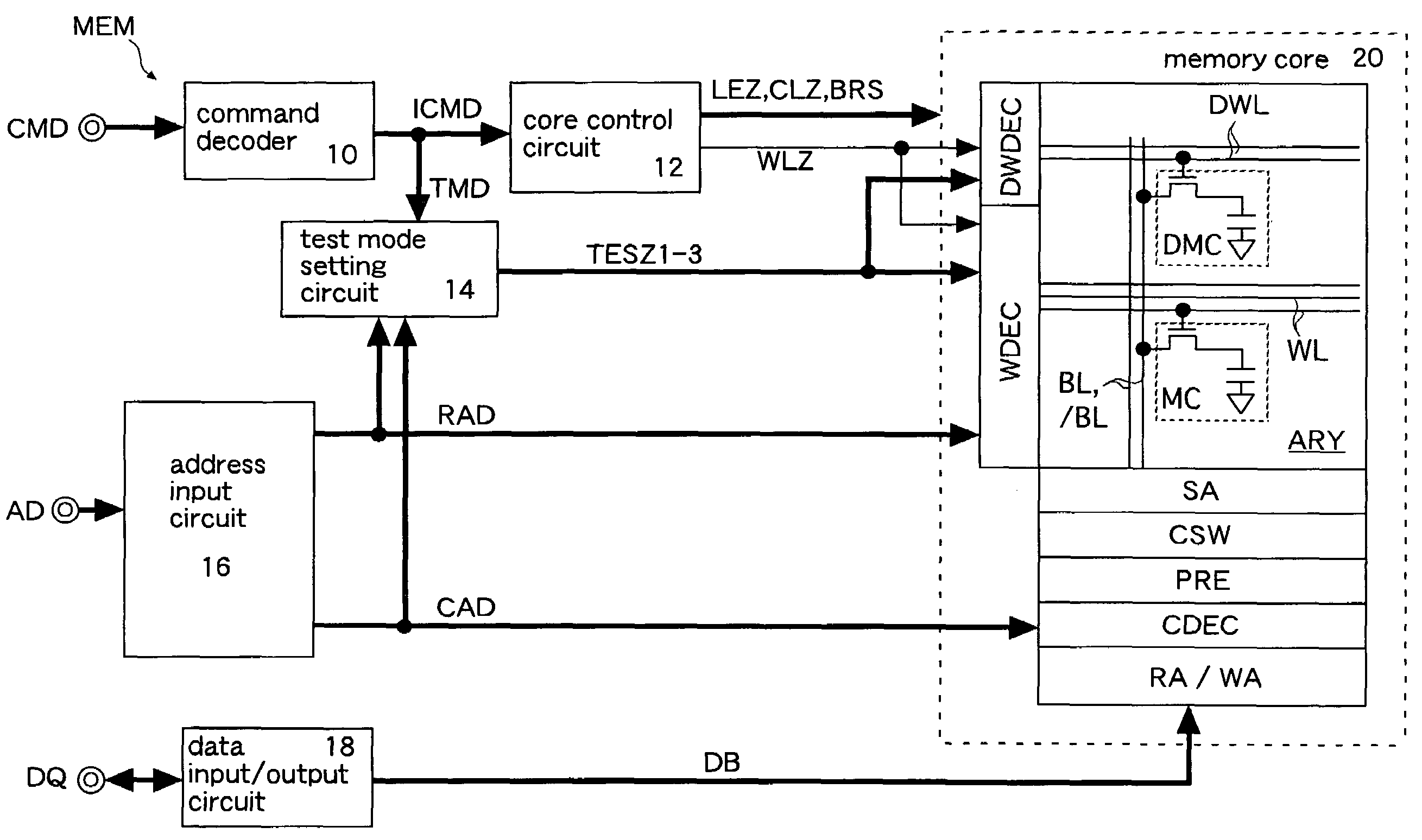 Semiconductor memory and system with matching characteristics of signal supplied to a dummy signal line and a real signal line