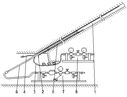 Coal-rock blasting pre-splitting method and device based on packing blasting of liquid explosive in long hole