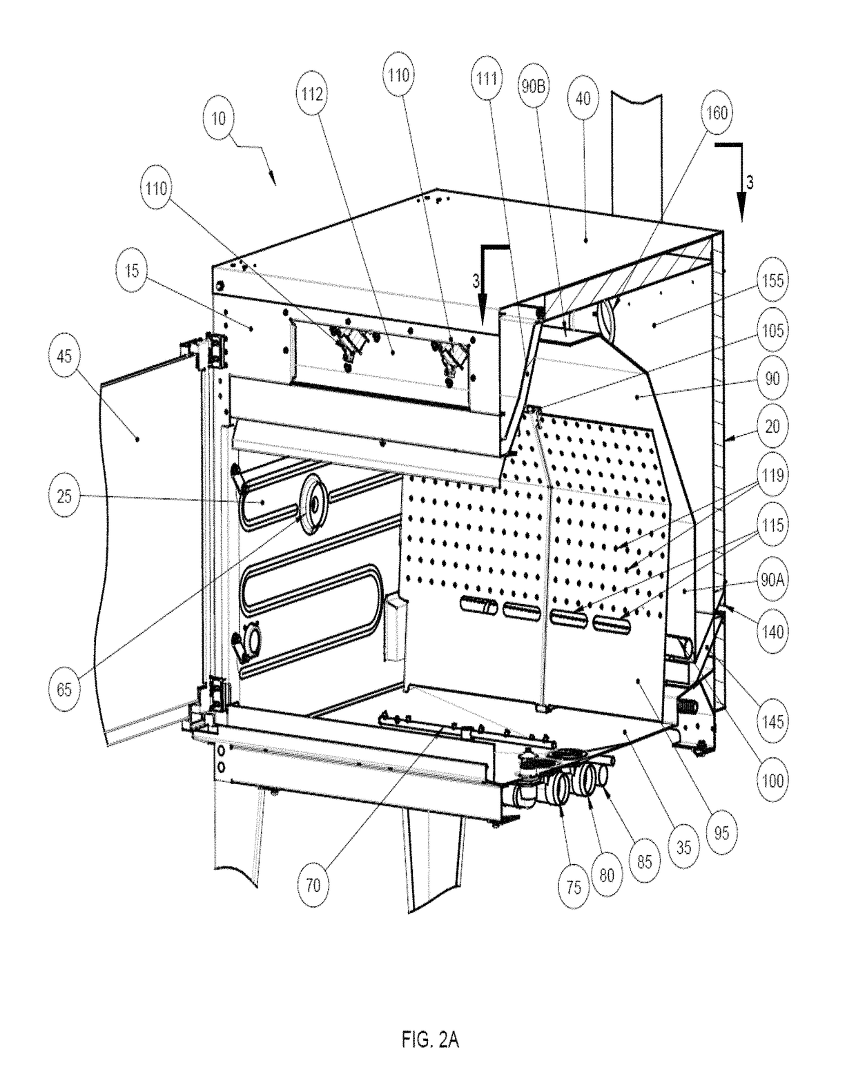 Atmospheric rotisserie burner with convection heating