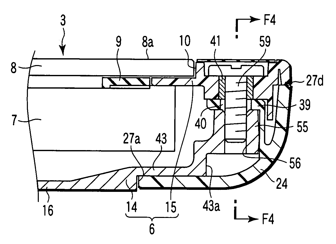 Parts combining structure, and electronic apparatus