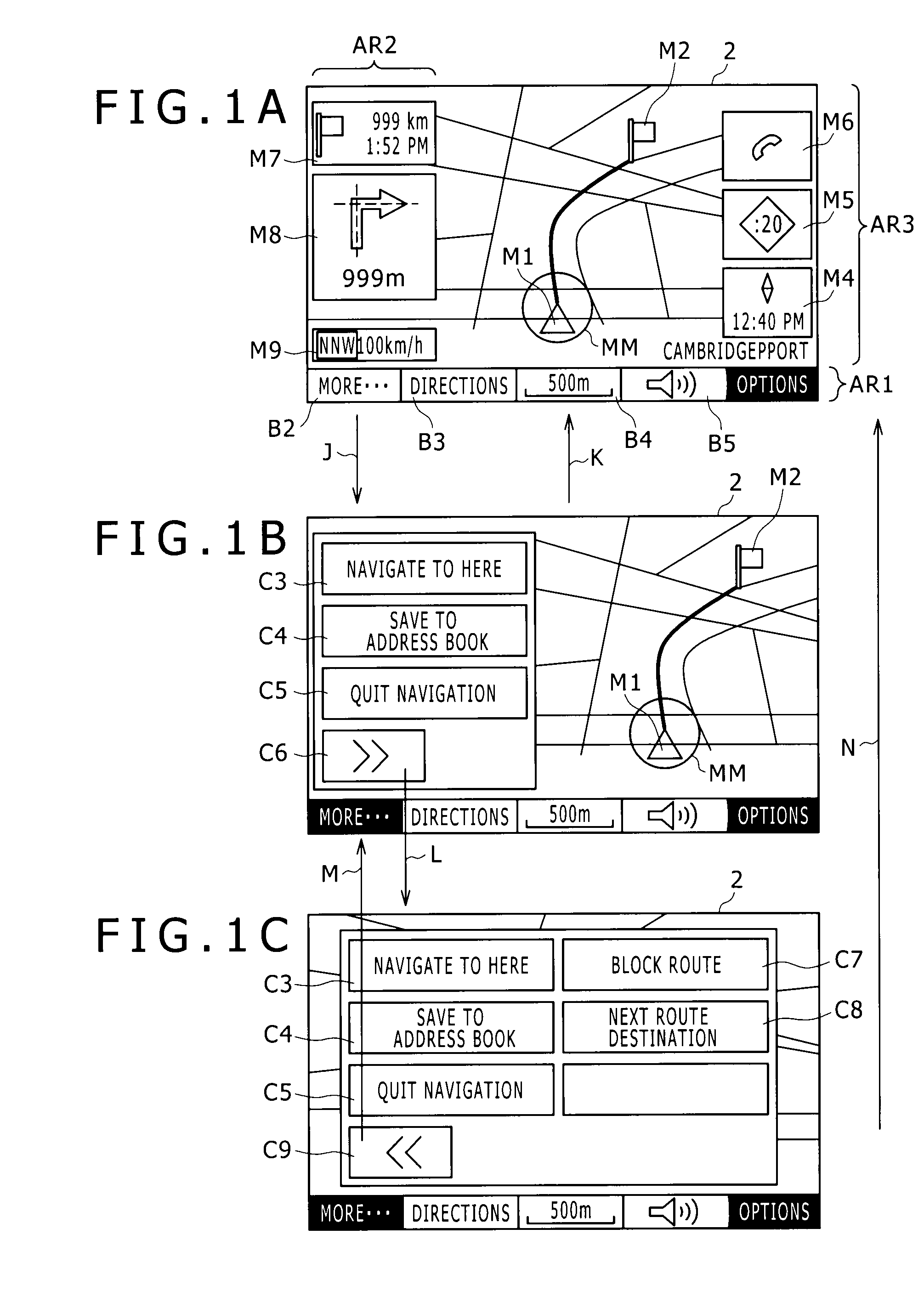 Navigation apparatus and navigation apparatus display method