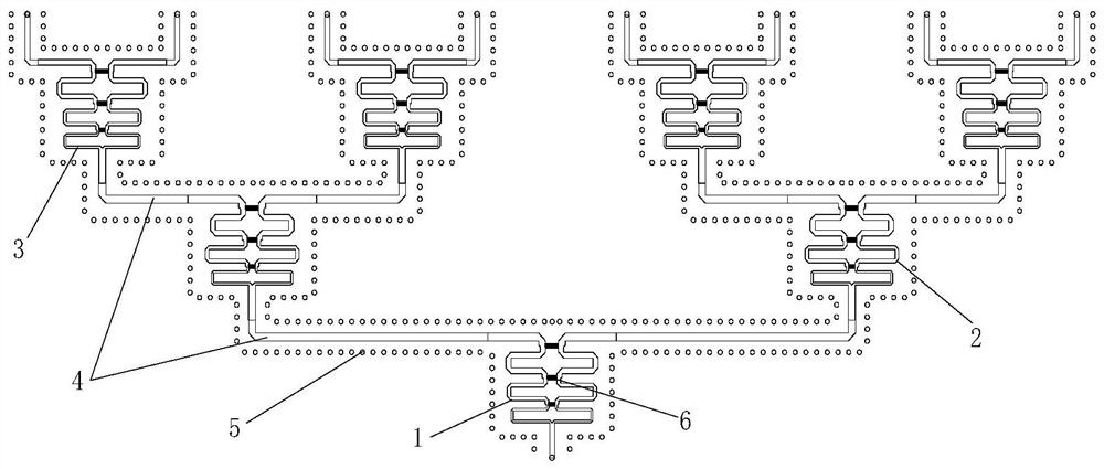 Design method of ultra-wideband radio frequency power dividing feed network