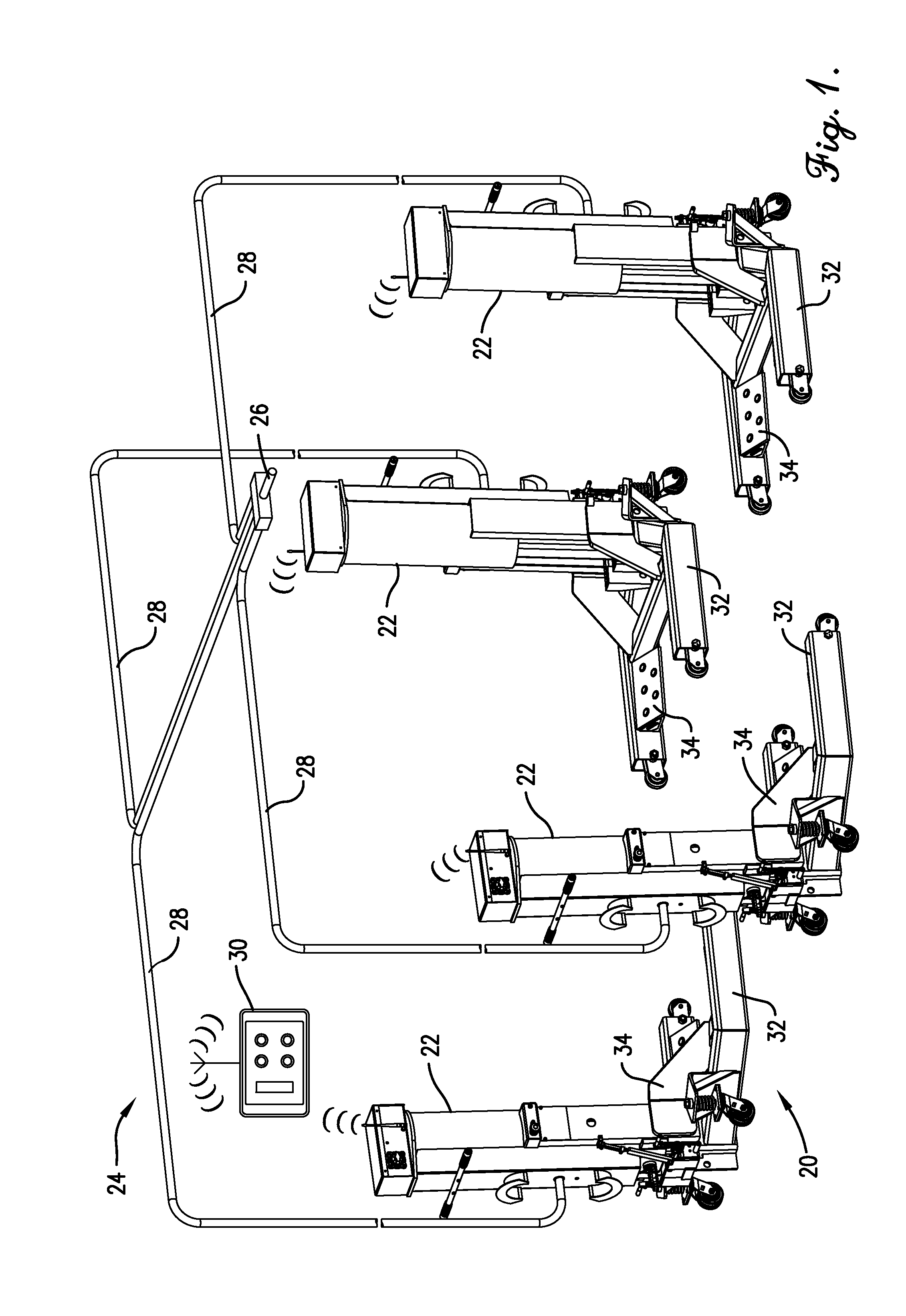 Pneumatic wheel lift synchronization