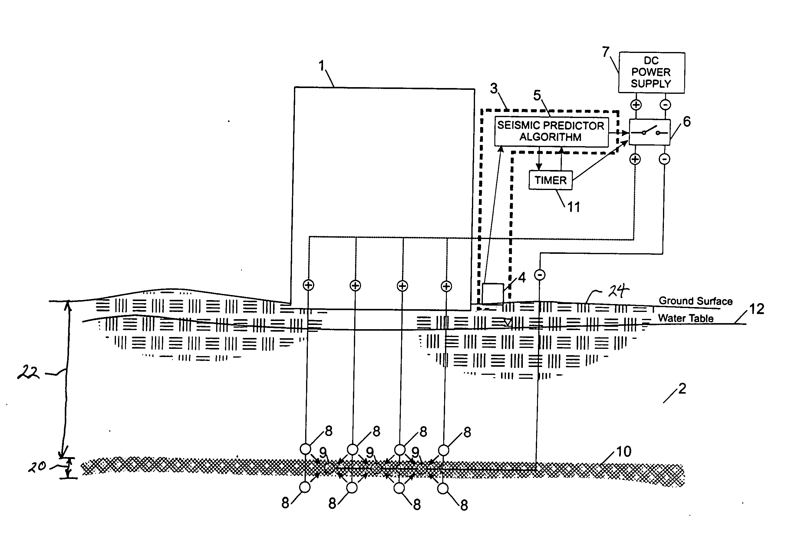 Seismic base isolation by electro-osmosis