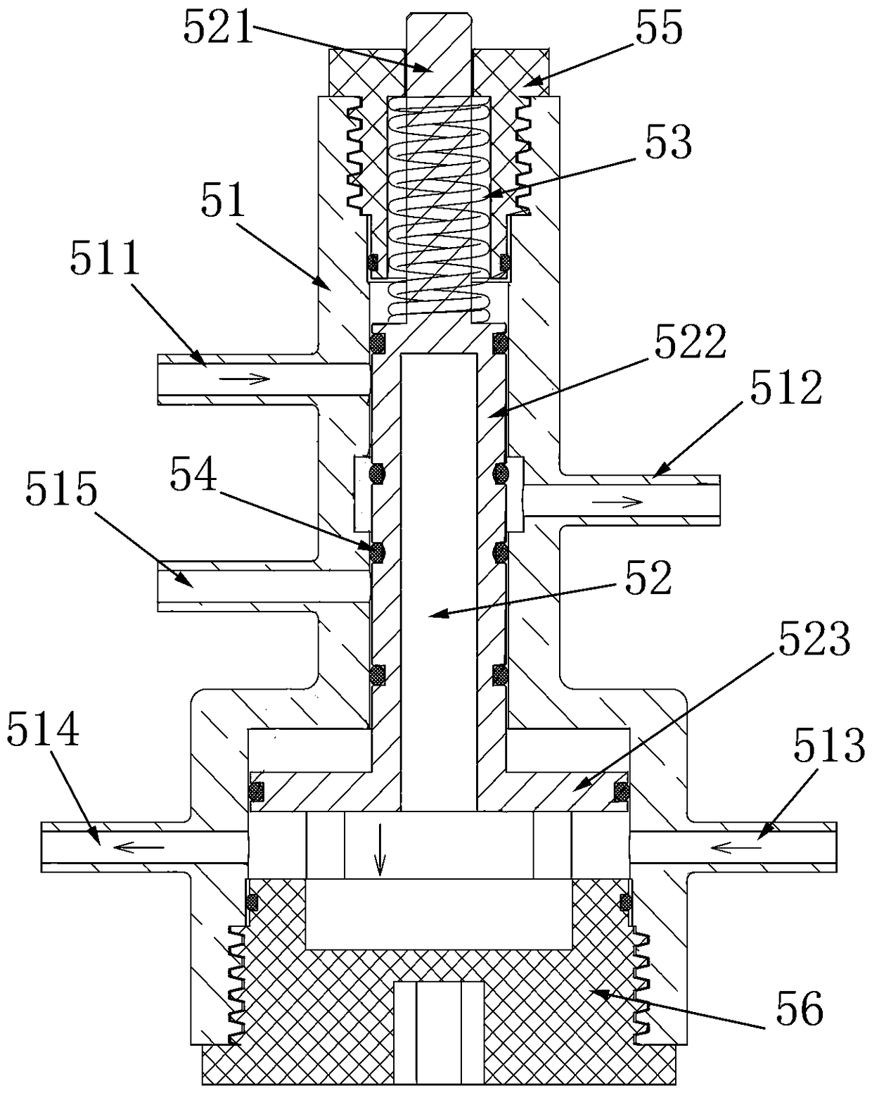 A water purifier controlled by a five-sided valve