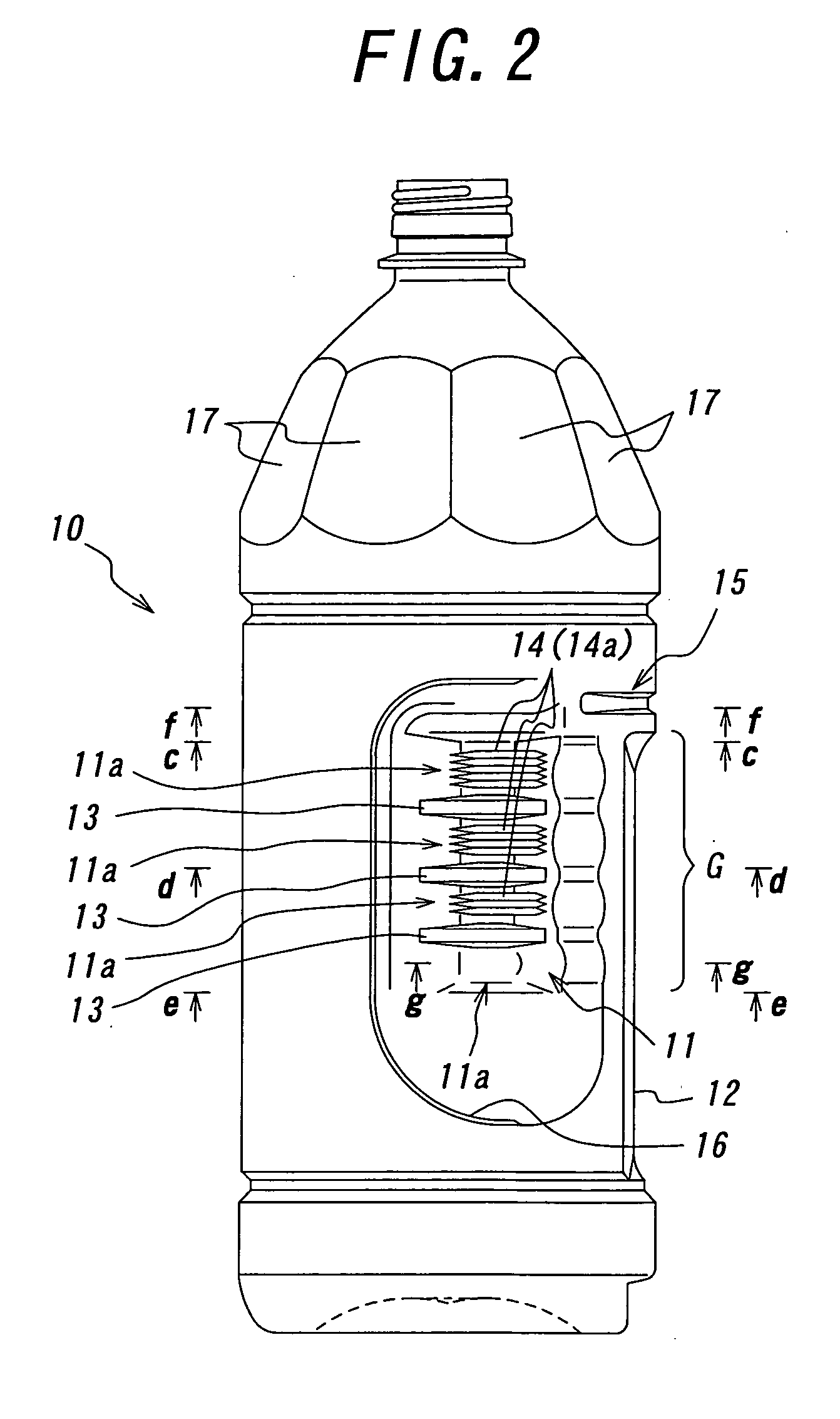 Pinch grip type bottle-shaped container