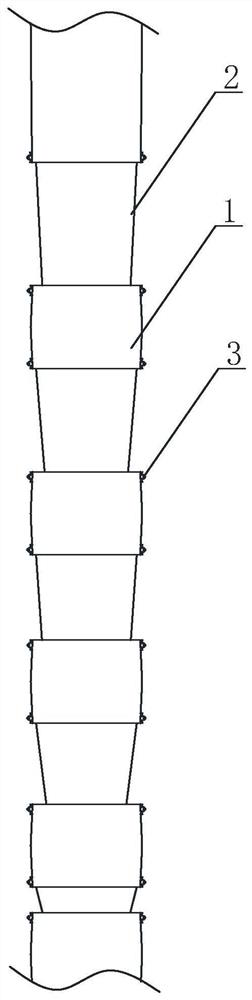 A segmented protection device for drill pipe