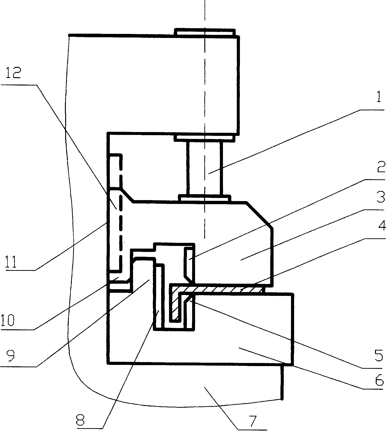 Push-in type clamping head bending die device in middle frame of cold frame bender