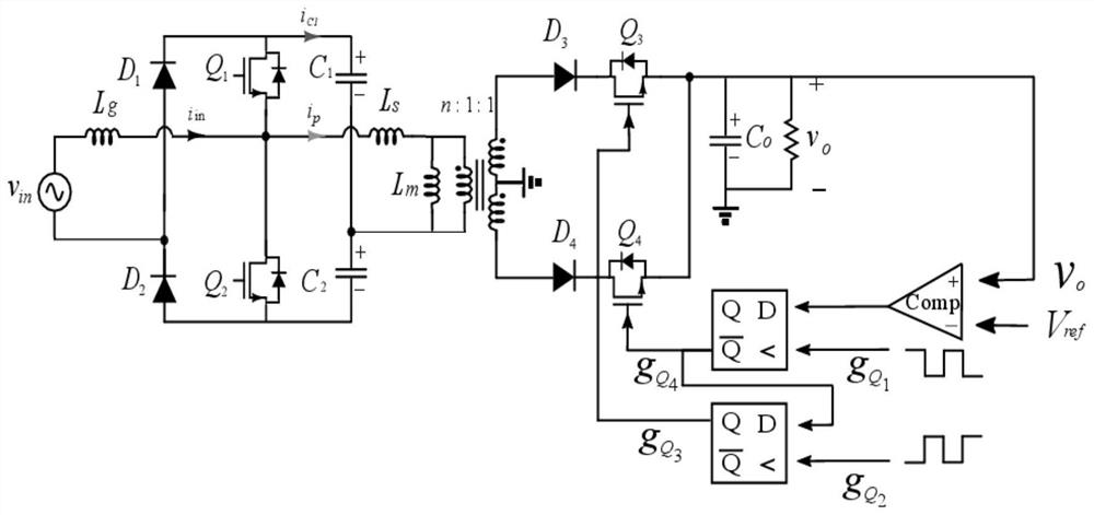 Quasi-single-stage AC/DC converter circuit capable of realizing active power decoupling