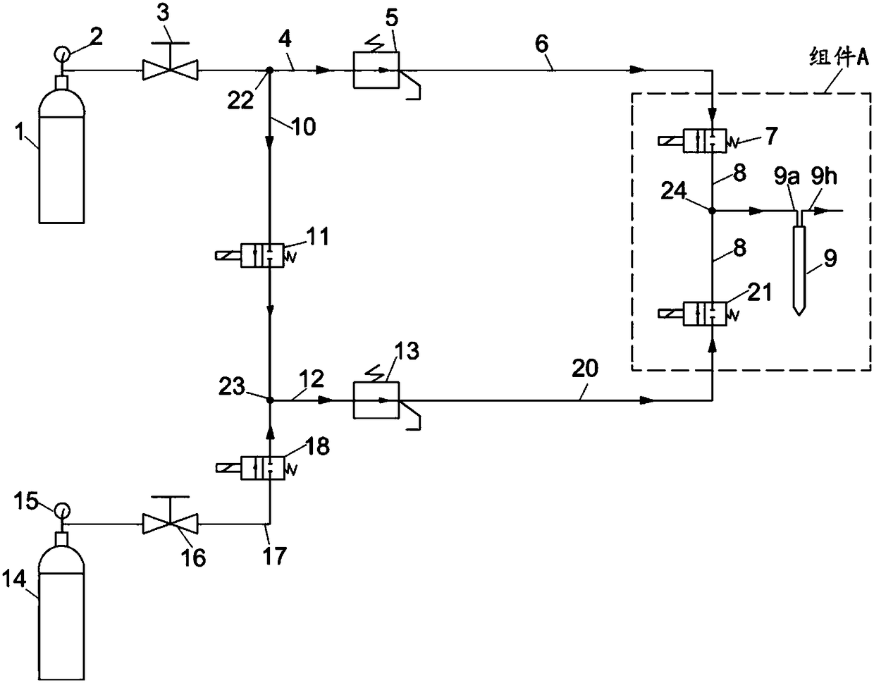 A cryosurgical device for freezing and rewarming by adjusting air pressure