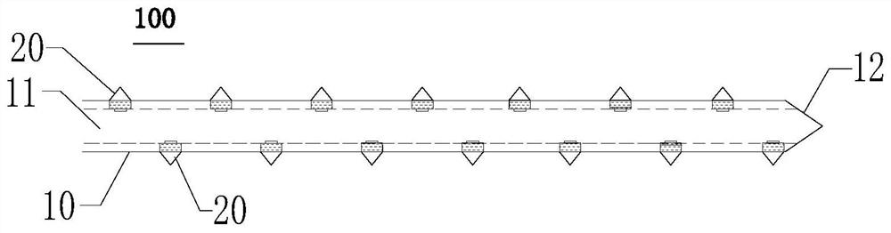 Flank anchor rod with one-way valves and for extruding soil body