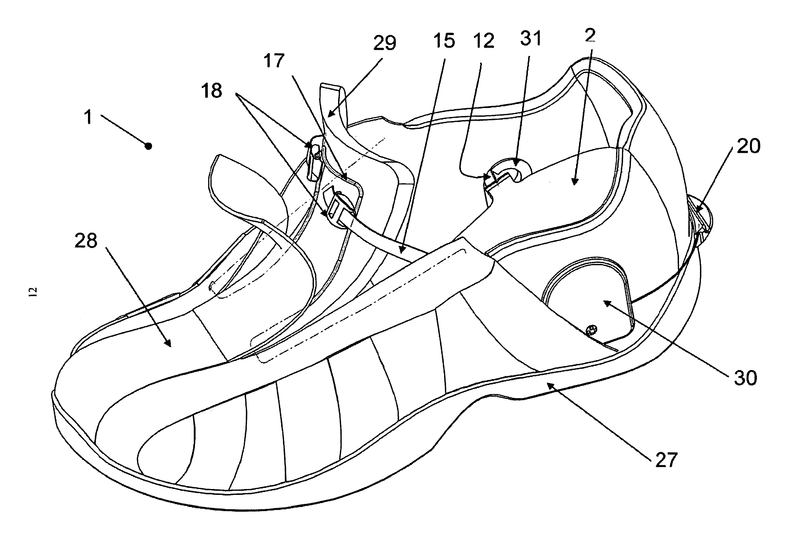 Weight-activated tying shoe