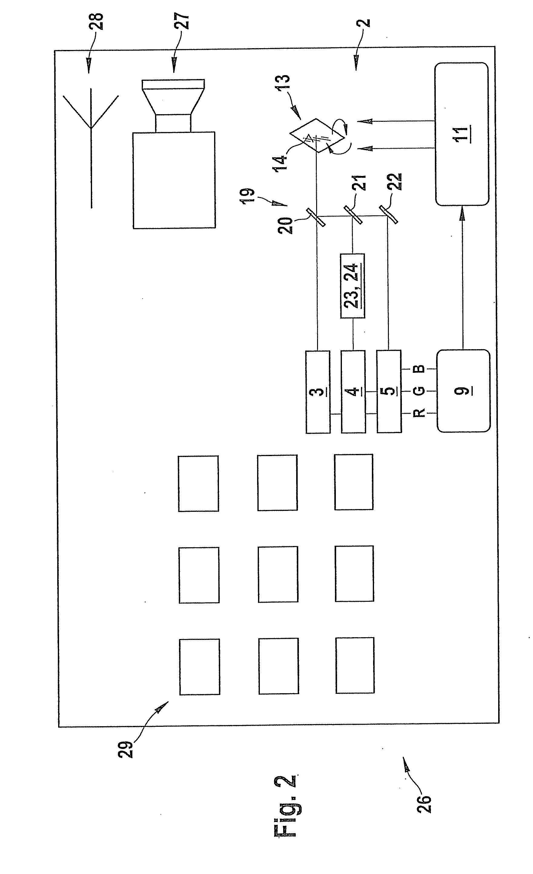 Method for generating an image and a projector and a cell phone having a projector