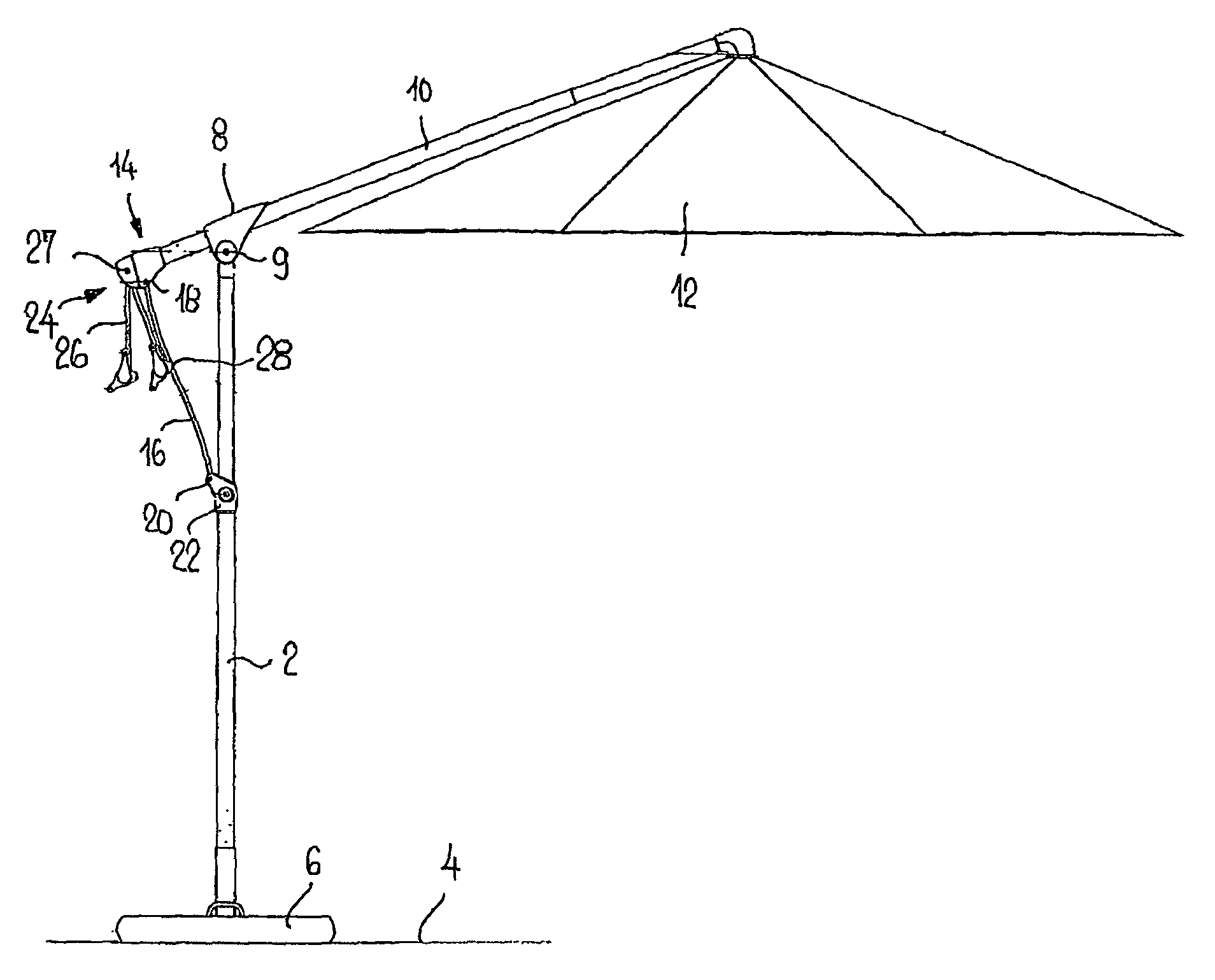 Free arm parasol