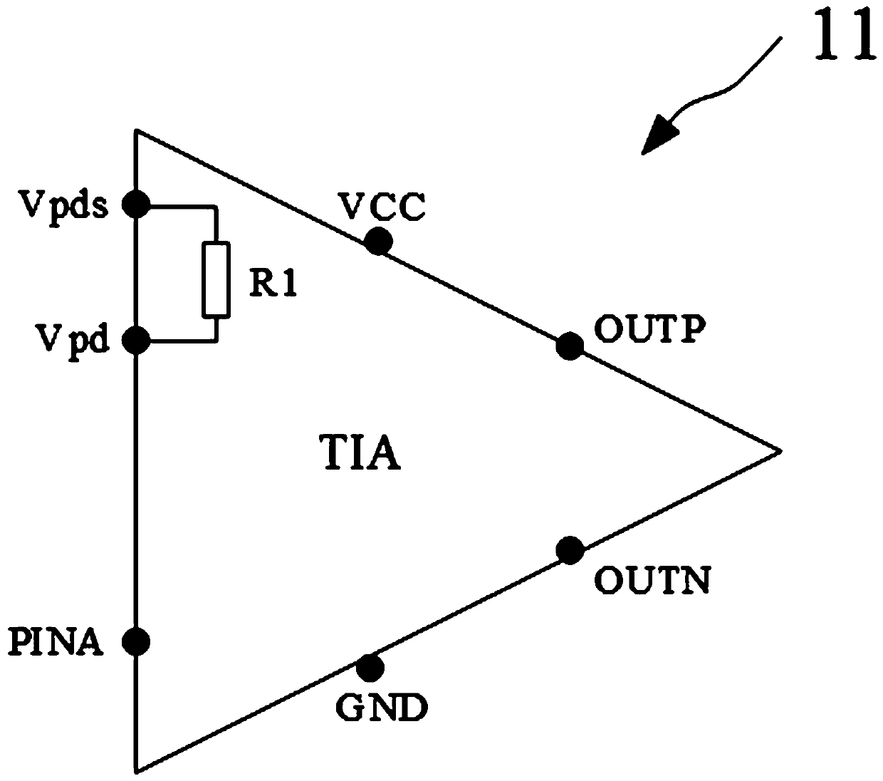 Transimpedance amplifier chip and light receiving module