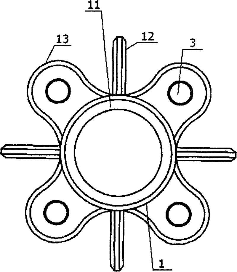 Multi-direction centralized connection type composed scaffold