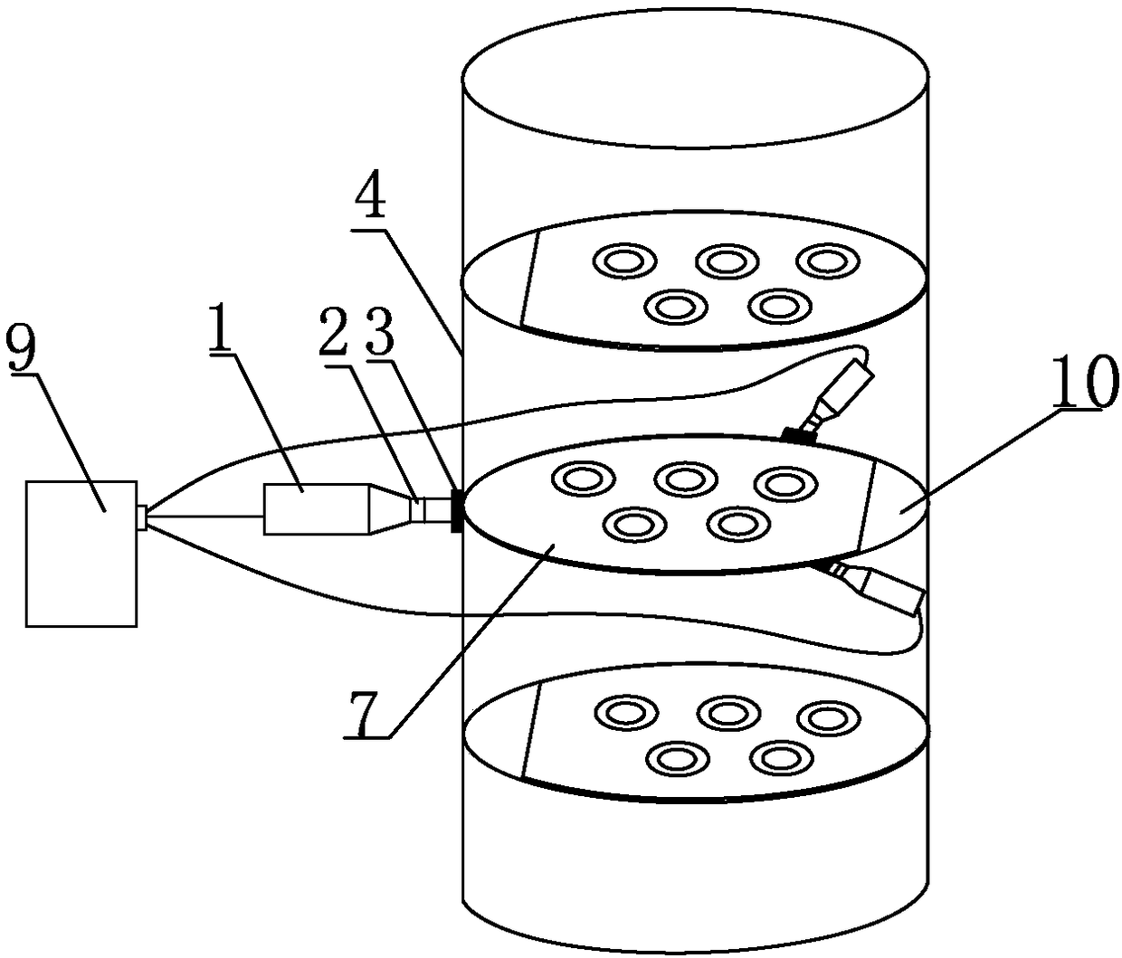 Parallelly-distributed ultrasonic bubble column rectification device and method