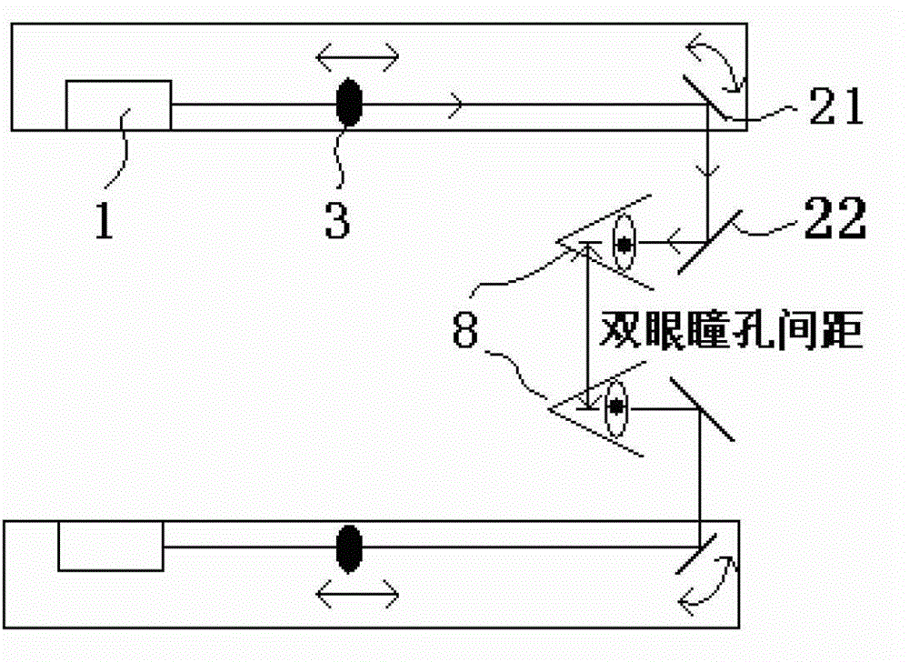 Binocular head-wearing display device and method thereof for adjusting image spacing