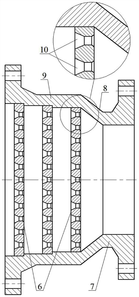 Micro-bubble axial flow and rotational flow double-field triode type T-shaped degassing device