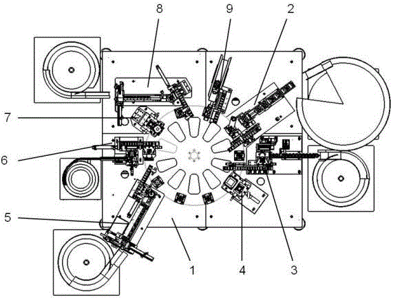 Automatic assembly device for stop valve