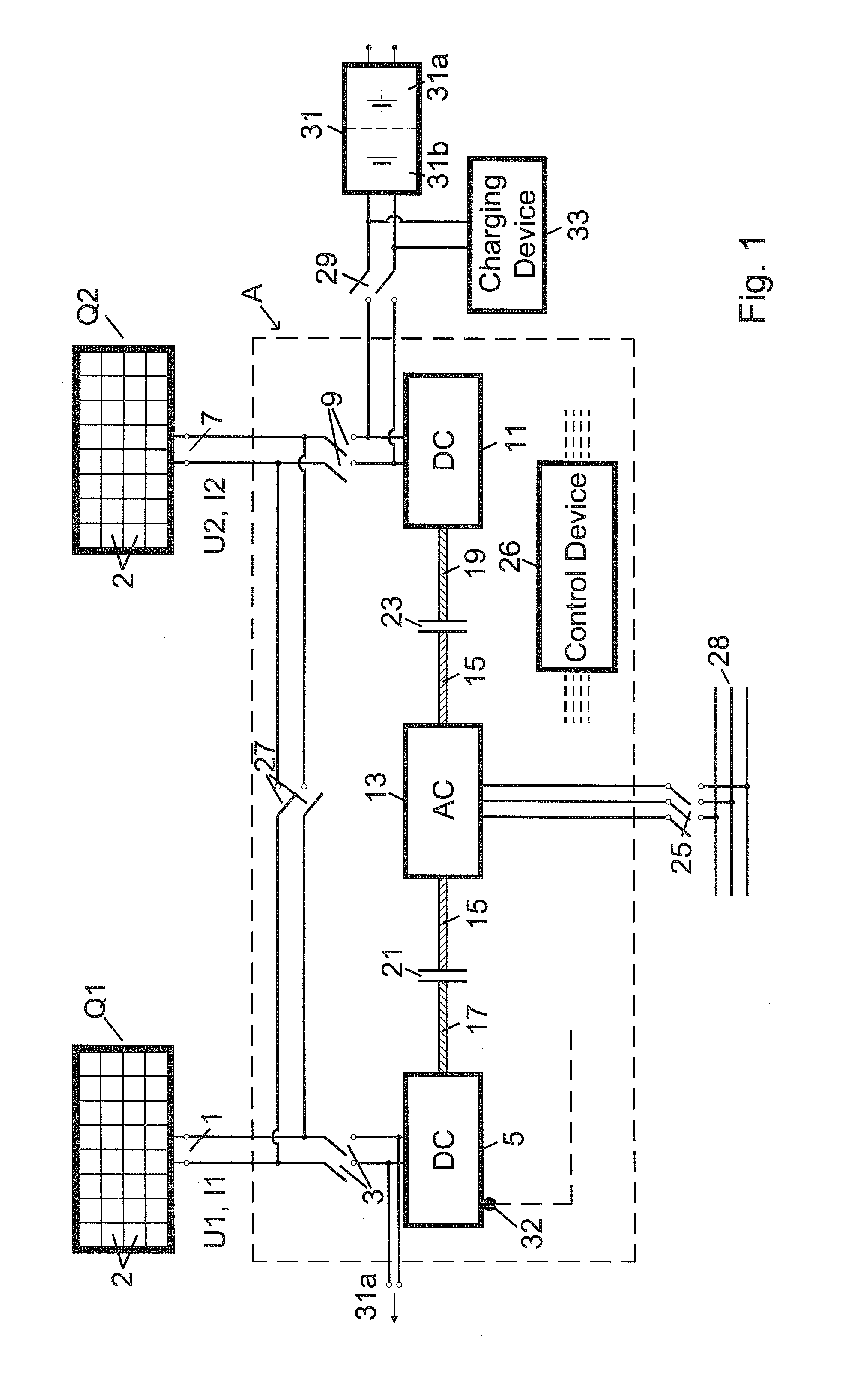 Photovoltaic system with battery and reserve power plant