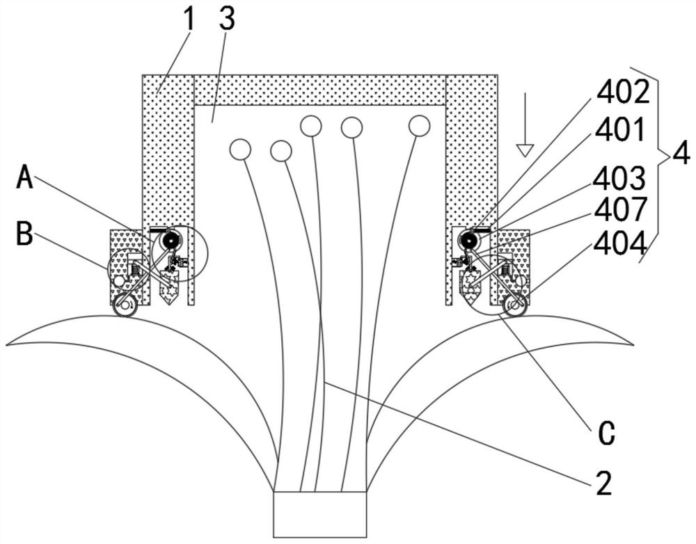 Lily preprocessing and taking device in edible lily petal taking process